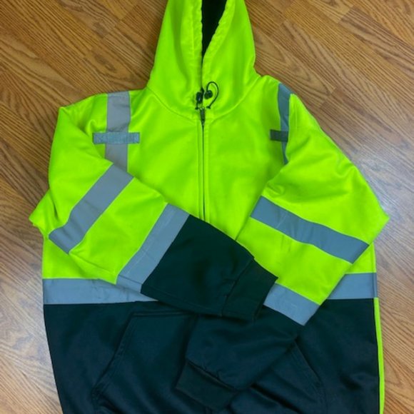 XL Hi Visibility Insulated Full Zip PPE black/neon Green - Picture 8 of 9